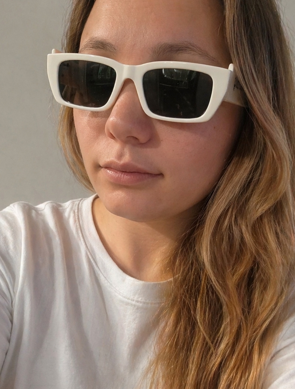 Palm Angels White Rectangular Sunglasses with Black Lenses